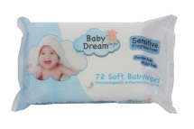 BABY DREAM SENSITIVE WIPES WHITE 180 X 140MM 72 WIPES