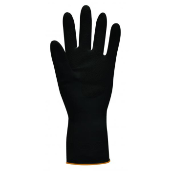 JET HEAVY DUTY NATURAL RUBBER GLOVE FLOCK LINED SIZE 6-6.5