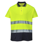 2-TONE COTTON COMFORT POLO SIZE MED YELLOW NAVY