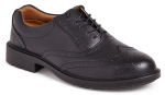 BLACK LEATHER SAFETY LACE UP BROGUE SHOE S:6